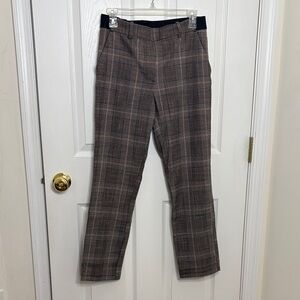 H&M Women's Plaid Straight Leg Pants - Brown and Black